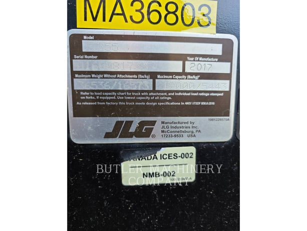 Jlg Material Handling Div. 1255, Telehandler, 3975 hours, S/N: 0160081733, 2017 - Image 6