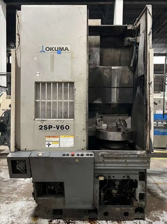 24" Okuma #2SP-V60, twin spindle CNC vertical turret lathe, Fanuc 18iTB, (2) 3-jaw 24" chucks, 2006 - Image 3