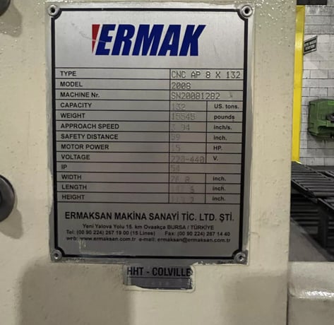 132 Ton, Ermak #CNCAP8X132, CNC hydraulic press brake with 4-Axis CNC back gauge, 8' overall, 82" between - Image 10