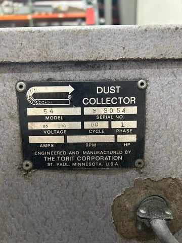 284 cfm Torit #54, Dust Collector, 5,804 FPM air velocity, 3.55" W.G., 30 sq.ft. filter area, (24) filter - Image 3