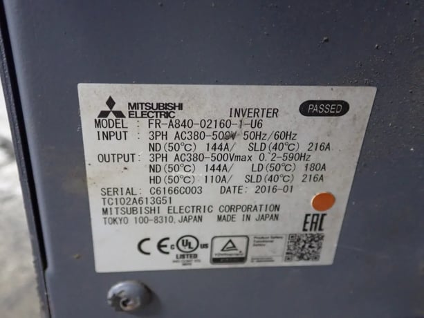 Mitsubishi #FR-A840-02160-1-U6, AC Variable Frequency Drive, 144 A, 380/500 Volts, 2016 - Image 5