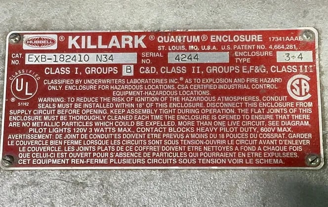 Killark #EXB-182410-N34, Explosion Proof Bolted Enclosure, 18" x 24" x 10" - Image 9