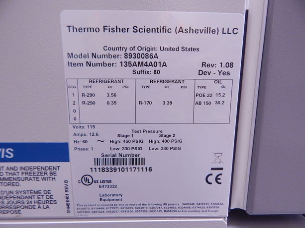 Thermo Fisher Scientific #8930086A, Ultra-Low Lab Freezer, -50 to -86 C Temp, 120 V., 809 L, AS IS - Image 10