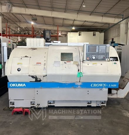 Okuma #Crown-769S-L1420/650, CNC turning center, 28.4" swing, 12" chuck, 3-jaw, 2.9" bar, 14.17" dia., 25.59" - Image 1