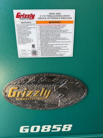 8" Grizzly #G0858, 8" Parallelogram Jointer, helical cutterhead, precision tables, 2025, Open Box - Image 6