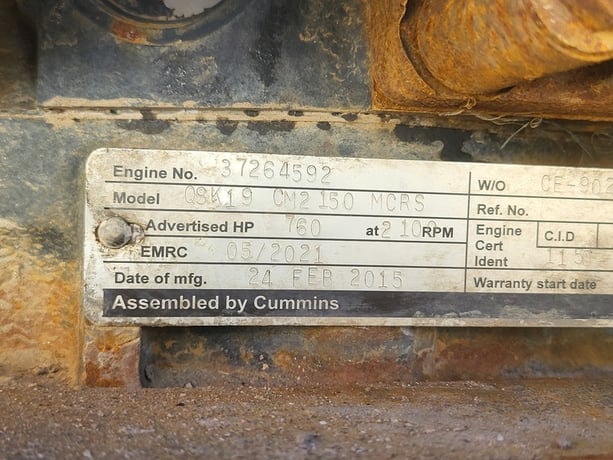 760 HP Cummins #QSK19-CM2150-MCRS, Heavy Duty Diesel Engine Core, 2015, AS IS - Image 2