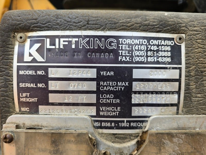 12,000 lb. Liftking #12P44, construction forklift, diesel, 144" lift, 2-stage mast, pneumatic tires - Image 2