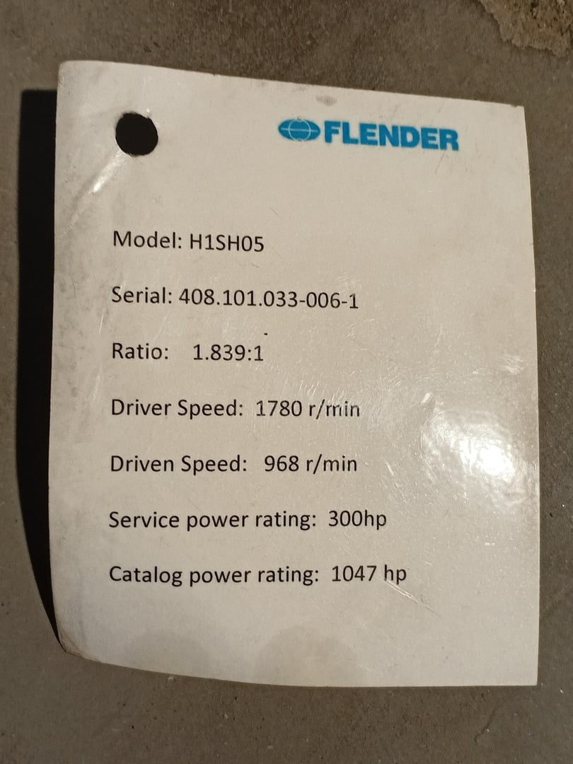 Flender #H1SH05, 300 HP Parallel Shaft Gearbox with Hyest UA36-304 Motor, new surplus - Image 2