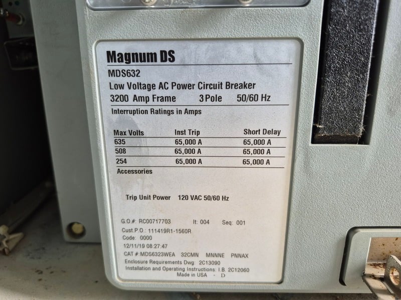 3200 Amps, Eaton Cutler-Hammer #MDS632, 3 phase magnum ds circuit brea, 2019 - Image 2