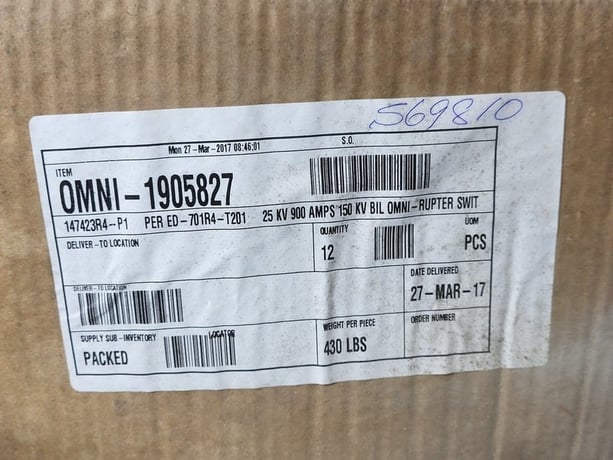S & C Electric Co #147423R4-P1, OMNI-Rupter Switch, like new - Image 3