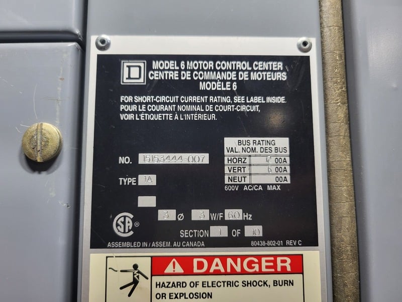 Square D, model 6 motor control cen, 600 Volts, 3PH, 1200 Amps Bus - Image 2