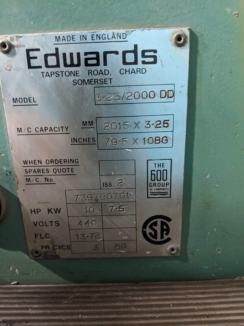 Edwards # 3.2'/2000DD, 79.2" x 3.25 mm Shear - Image 2