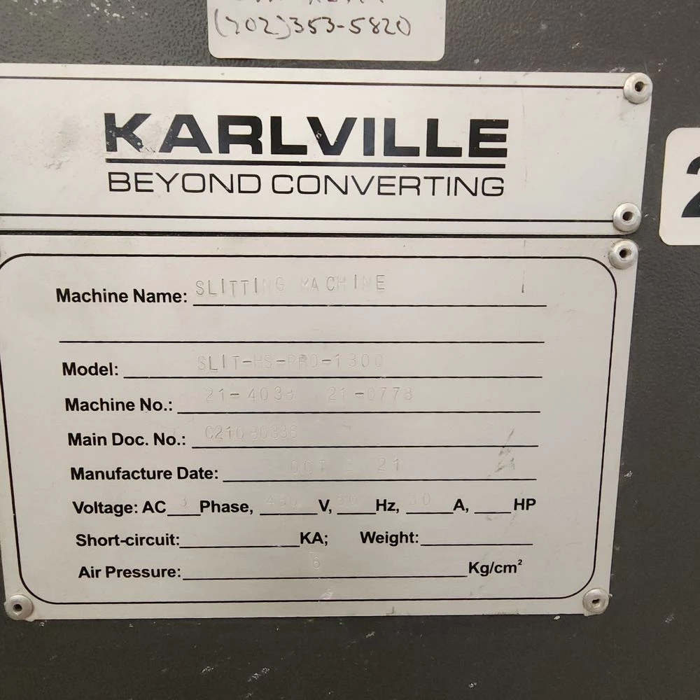 Karlville #HS-Pro-1300, shrink sleeve slitter rewinder, 51.18" max web width, 500 m/min - Image 6