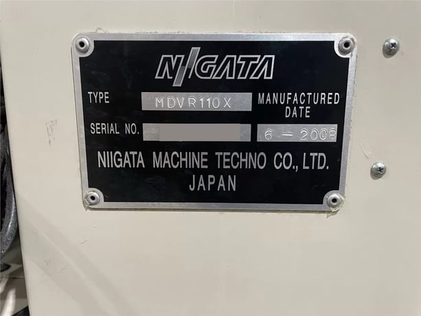 110 Ton, 3.59 oz., Niigata #MDVP110X, vertical injection molding machine, 18.11" x 18.11" max mold, 2008 - Image 6