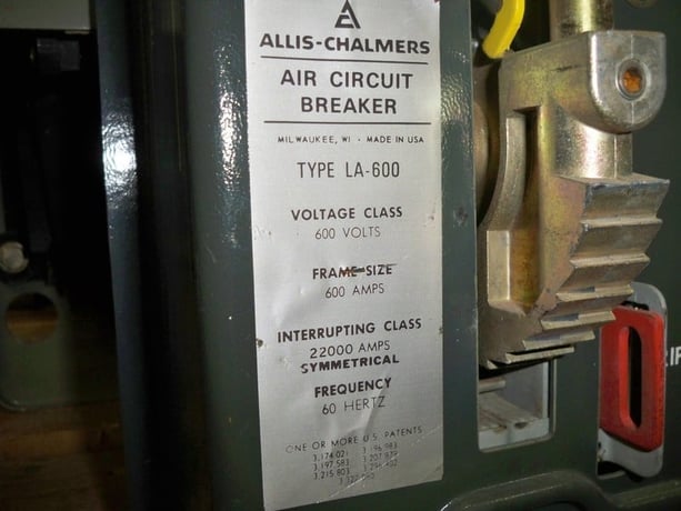 600 Amps, Allis-Chalmers, LA-600, Blue Faceplate, manually operated, drawout - Image 2