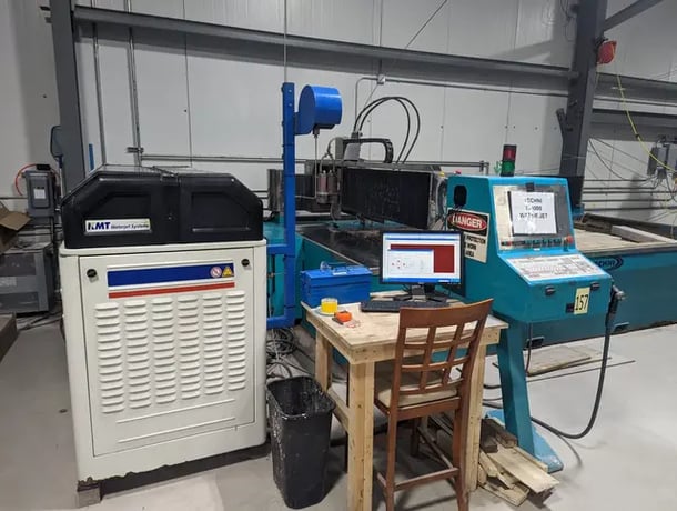 Techni #TJ4000, CNC waterjet cutting system, 6.3' x 12.8' table, 50 HP pump, 60,000 PSI, rebuilt pump - Image 2