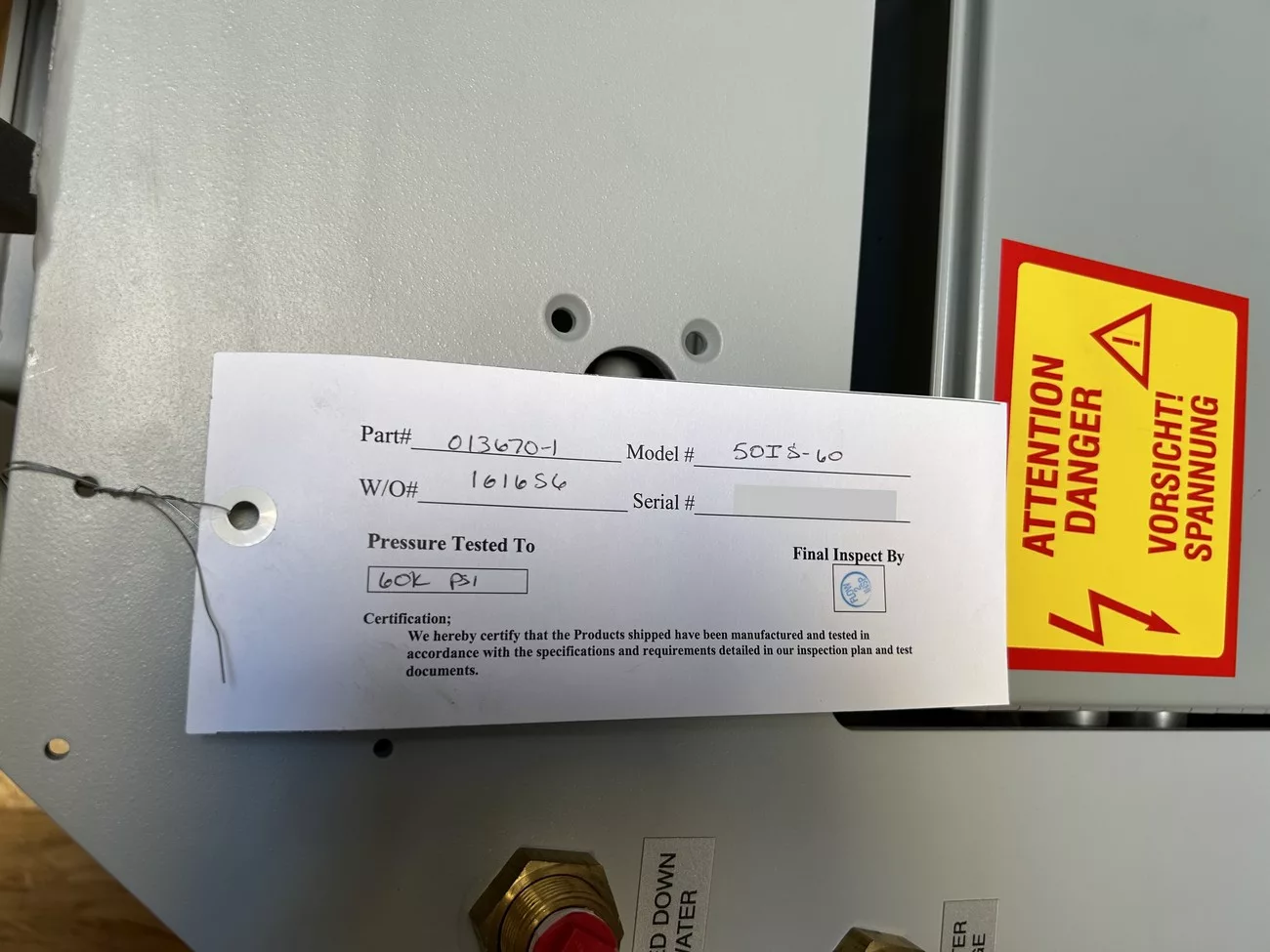 Flow #50iS, waterjet intensifier pump, 50 HP, 60,000 PSI, 2019, Never Used - Image 9