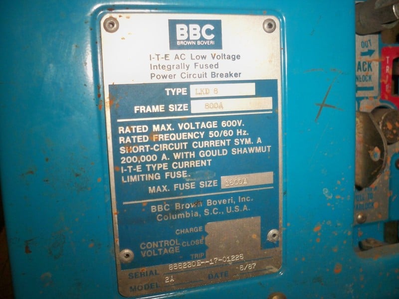 800 Amps, Brown Boveri, LKD-8, manually operated, drawout, 800A fuses, LSG - Image 2