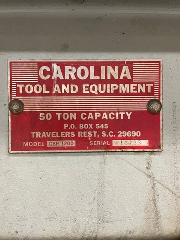 50 Ton, Carolina #CBP-1200, H-Frame Press - Image 7
