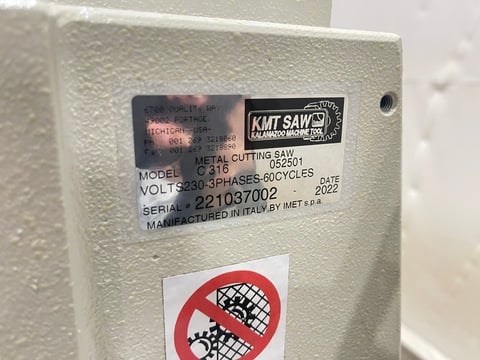 12.5" KMT #C316, Manual Cold Saw, 45° Left / 60° Right Miter, 2022 - Image 6