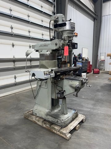Bridgeport Step Pulley Vertical Knee Mill, 9" x 42" Table, 1 HP, R8, Powerfeed, 2-Axis digital read out, 4" - Image 3