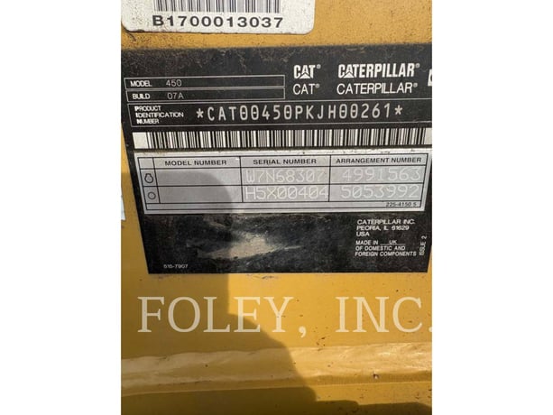 Cat 450-07, Backhoe Loader, 1039 hours, S/N: KJH00261, 2019 - Image 6