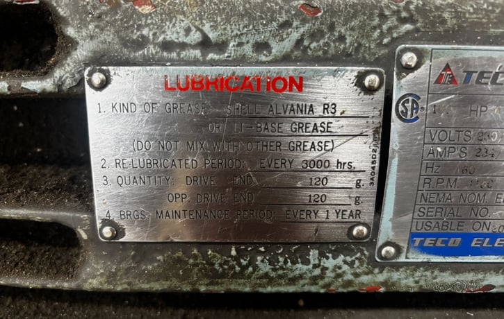 100 HP 1180 RPM Teco, Frame 444T Severe Duty, TEFC, 230/460 Volts - Image 3