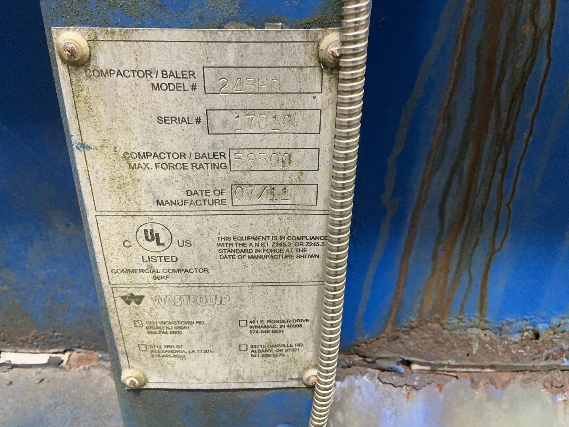 Wastequip #245HD, Compactor, 60" x 43" x 31", 56,500 Max Force Rating, 2011 - Image 6