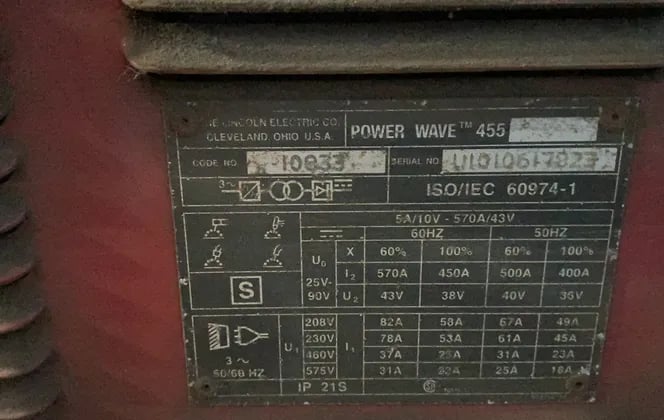 Lincoln Electric #Power-Wave-455, Welder, 450 Amps (2 available) - Image 5