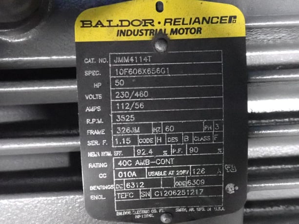 50 HP 3525 RPM Baldor, Frame 326JM, #JMM4114T, 230/460 Volts, Motor - Image 7