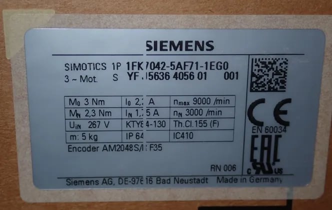 Siemens #1FK7042-5AF71-1EG0, AC Servo Motor - Image 4
