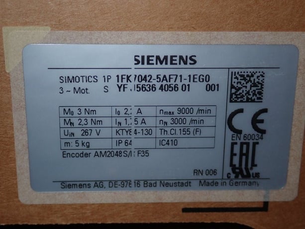 Siemens #1FK7042-5AF71-1EG0, AC Servo Motor - Image 5