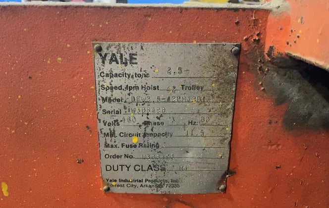 2.5 Ton, Yale #DEW2.5-42CM442D1, Hoist (2 available) - Image 6