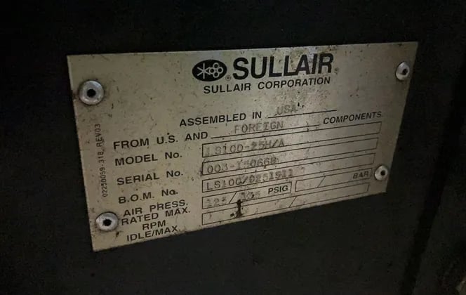 Sullair #LS-100-25H/A, Rotary Screw Air Compressor, 25 HP - Image 8