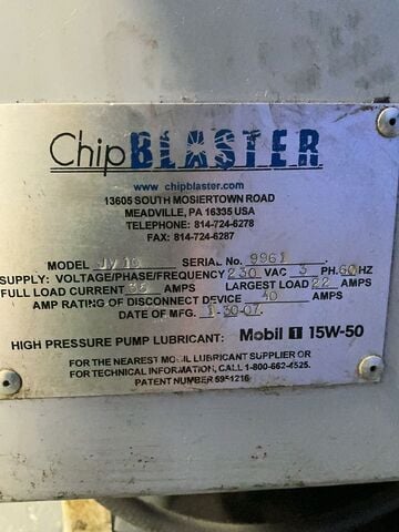 ChipBlaster #JY-10, High Pressure Coolant System, 2007 (2 available) - Image 6