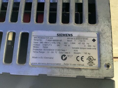Siemens #6SE6430-2UD37-5FA0, micromaster 430 variable frequency, 75 KW - Image 6