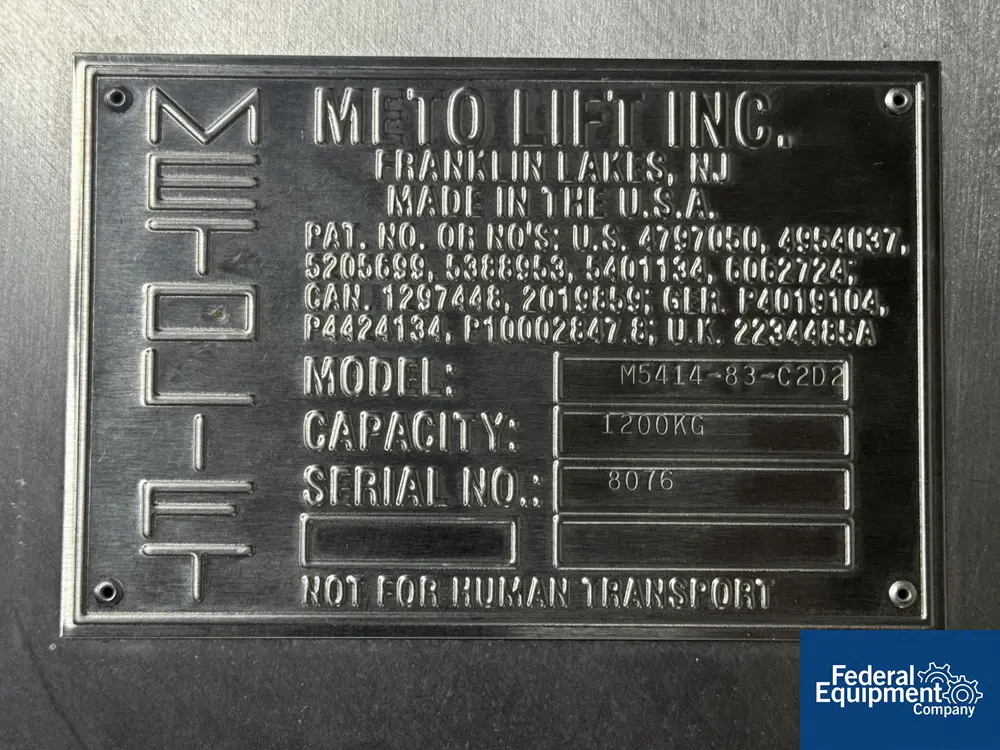Metolift #M5414-83-C2D2, Pillar Lift Discharge Station, Stainless Steel, unused, 2019 - Image 5