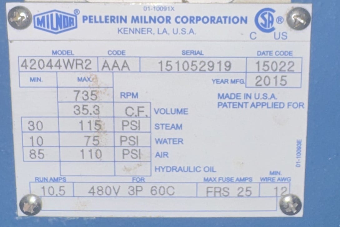 220 Lb. Milnor #42044WR2, Divided Cylinder Washer Extractor, Mil-Touch EX Control, 2015 - Image 6