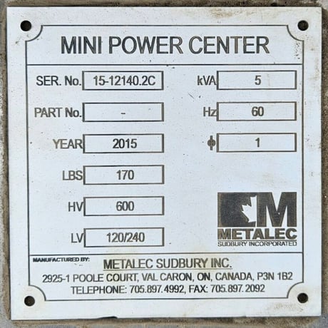 5 KVA, Metalec Sudbury, Mini Power Distribution Center, 600 Volts to 120/240 Volts, 1 phase, 60 Hz. - Image 7