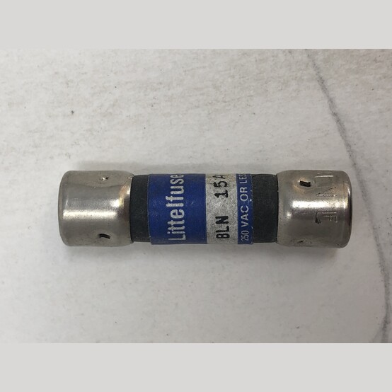 15 Amp 250 Volts Littelfuse #BLN15, Midget Fuse, Fast Acting - Image 1