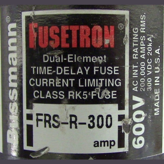 300 Amp 600 Volts Bussmann #FRS-R-300, Class RK-5 Fuse, Dual Element Time Delay (3 available) - Image 2