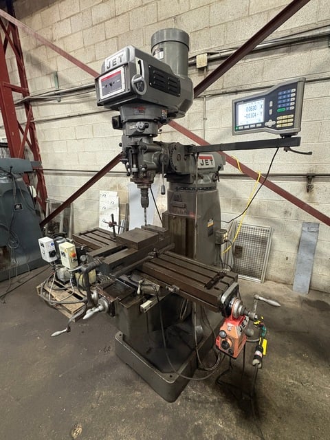 Jet #JTM-4VS, Vertical Milling Machine, 34" X, 12" Y, 14.5" Z, 9" x 49" table, 3 HP, 60-4200 RPM, 2-axis - Image 3