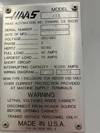 Haas #VF-2SS, Vertical CNC Machining Center, 30" X, 16" Y, 20" Z, CT40/BT40, 12,000 RPM, 30 HP, 24/1 - Image 7