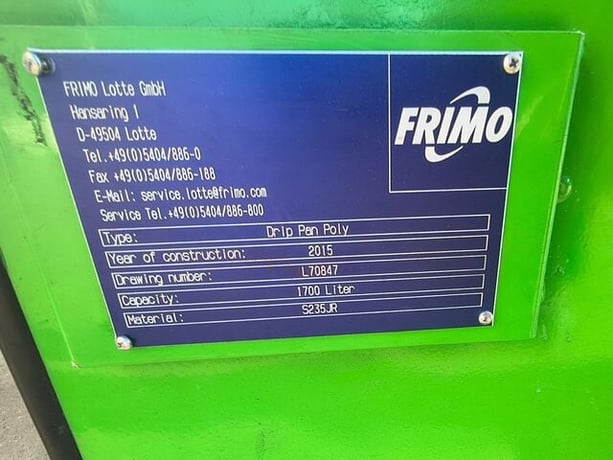 Frimo #L70847, steel drip pan, 1700 L - Image 4