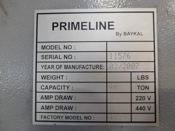 40 Ton, Primeline, Press Brake, 4' overall, Elgo Control, 580 hours, 2007 - Image 8