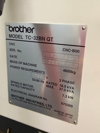 Brother #TX32B, CNC tapping machine, 16000 RPM, Chip Conv., 2011 - Image 10