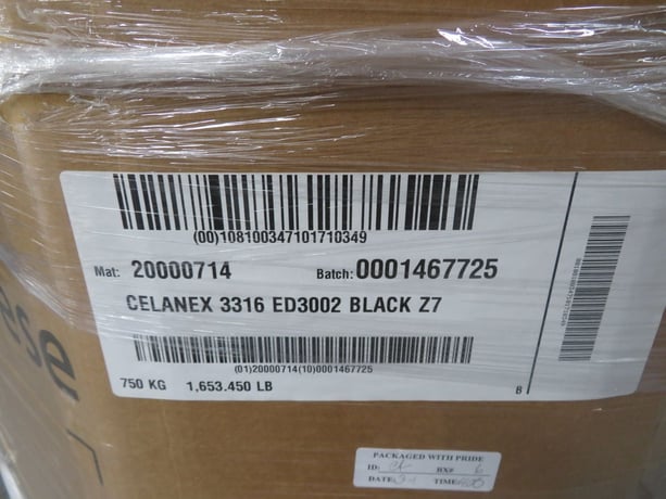 Celanese #3316-ED3002, Flame-Retardant PBT Resin, LOT of 1650 lbs, black, UL 94 V-0, unused - Image 4