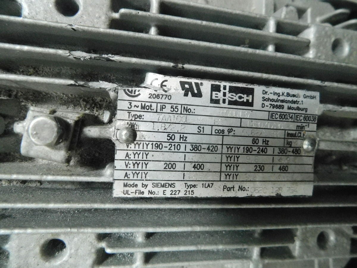 98.9 CFM, Busch #1144, Vacuum Pump, FOR PARTS, 168 m3/h, AS IS - Image 4