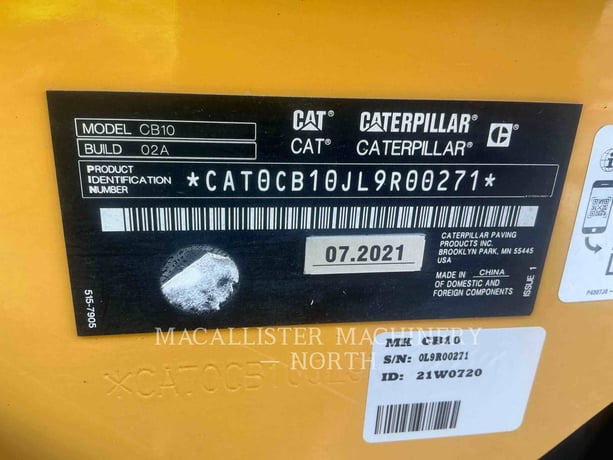 Caterpillar CB1002, 900 hours, S/N: L9R00271, 2021 - Image 6