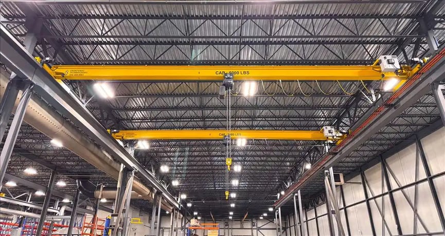Frontenac, (2) 2.5 ton single girder bridges w/Stahl electric hoists, radio controls, uprights, runways & - Image 1